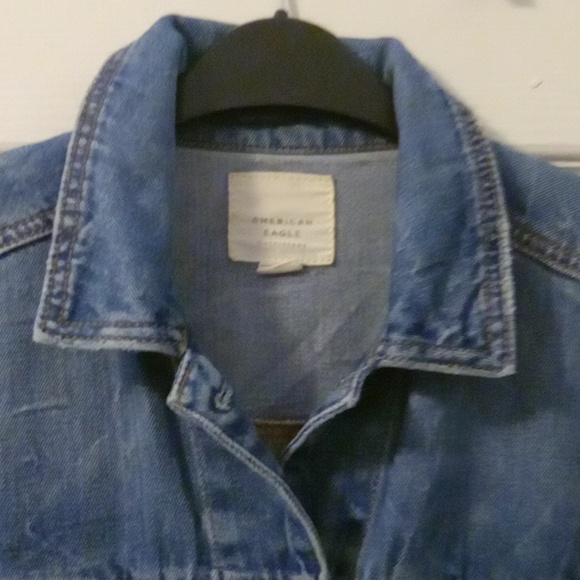 VINTAGE CUSTOM HAND PAINTED WIFEY WEDDING BRIDE BLUE WHITE DENIM JACKET  SMALL - Picture 5 of 6